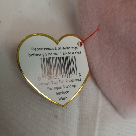 Ty Beanie Baby Hoppity Bunny Rabbit Plush Toy Pink 1996 Stuffed Animal NEW - Picture 9 of 9